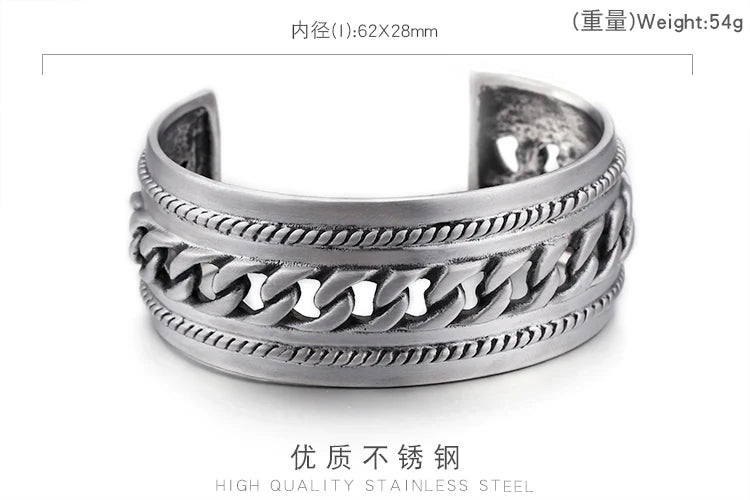 KALAEN Stainless Steel Brushed Matte Link Chain Bangles for Men