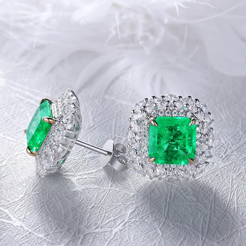 Gemfiori Shenzhen Gemfiori Custom Jewellery 18k gold earring with lab grown emerald and diamond optional 14k 10k 9k Gold Platinum