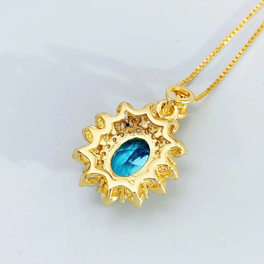 Gioiellieri Engagement Gold Plated 925 Sterling Silver Natural Topaz Luxury Pendant Gift Classic Fashinon for Women