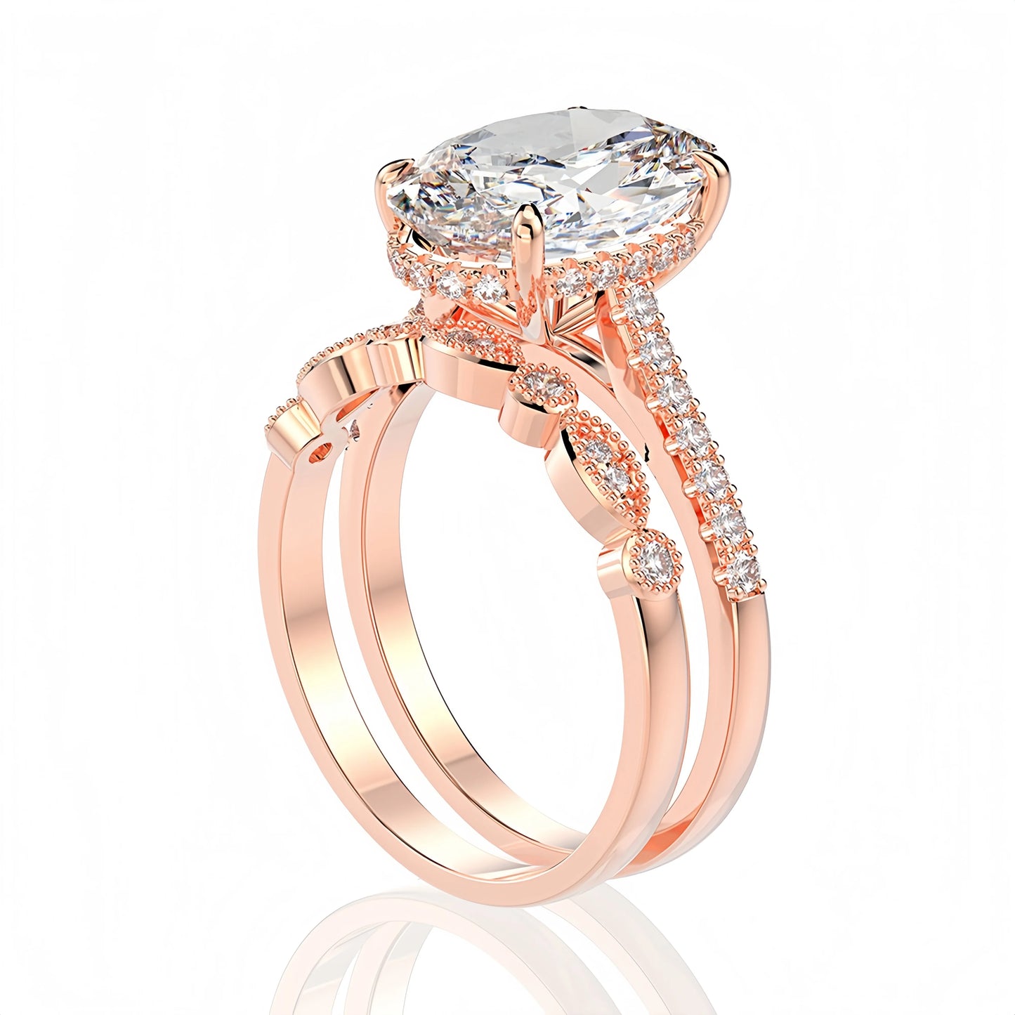 MUSHAN Jewelry Factory Oval Cut High Carbon Diamond 925 Sterling Silver Stackable Rings Engagement Wedding Bands Fine Ring Set