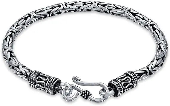 REBEL VIKING Byzantine Dragon Eye Bracelet – 925 Sterling Silver Natural Stone Classic Chain