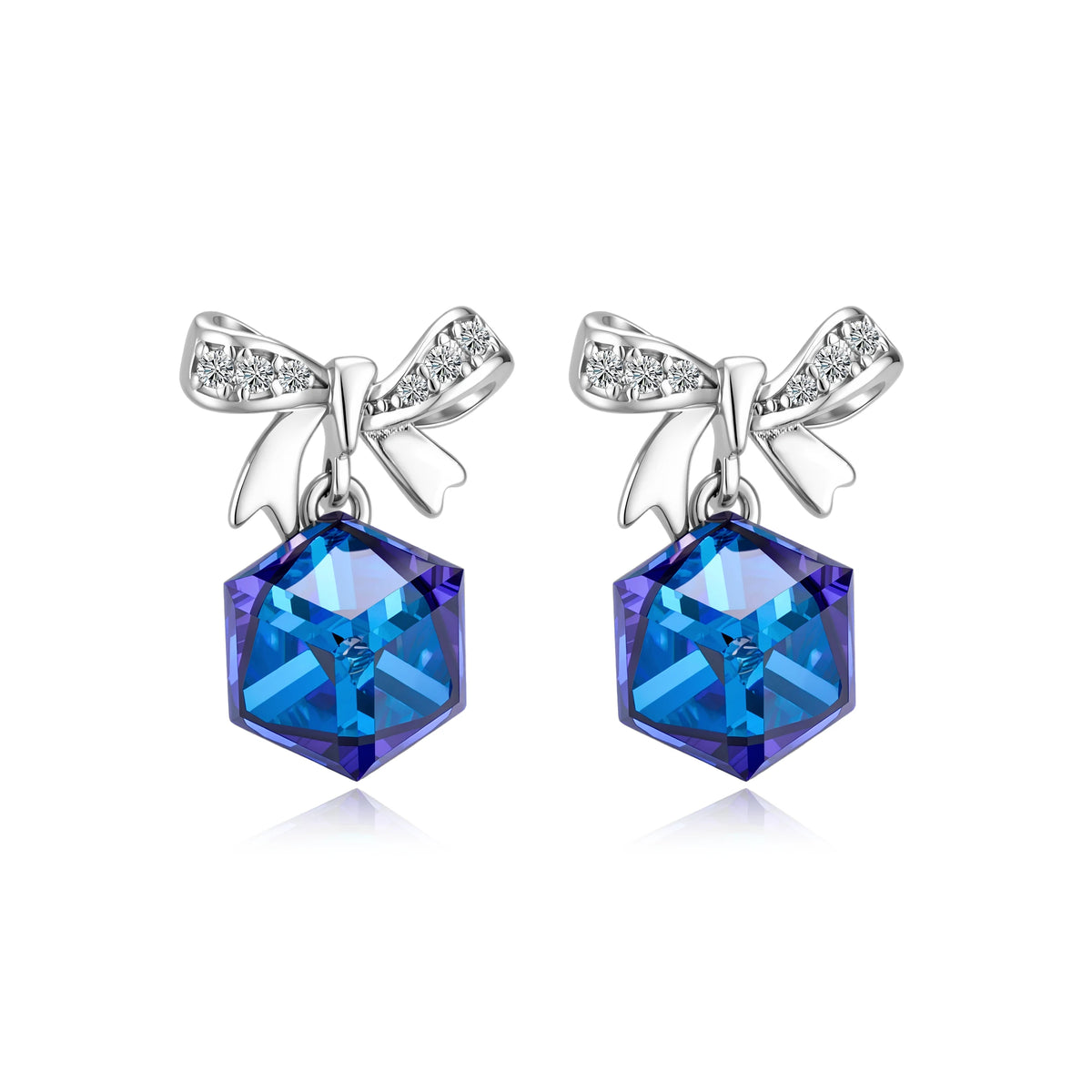 ArtistA 925 Sterling Silver Crystal Jewelry Set Women's Trendy Wedding Engagement Gift Daily Wear Rhodium Plated Necklace & Earrings