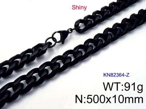 REBEL VIKING Black Stainless Steel Rope Chain Necklace