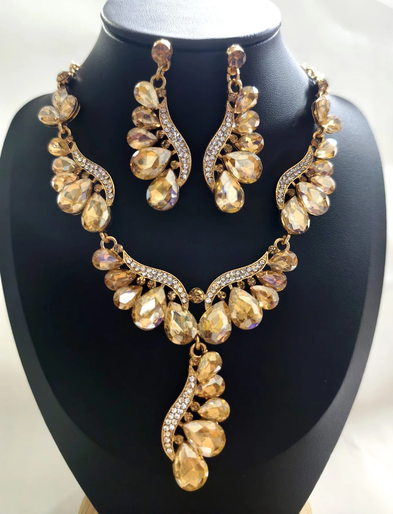Multi-Colour Crystal Gemstone Drop Jewellery Set