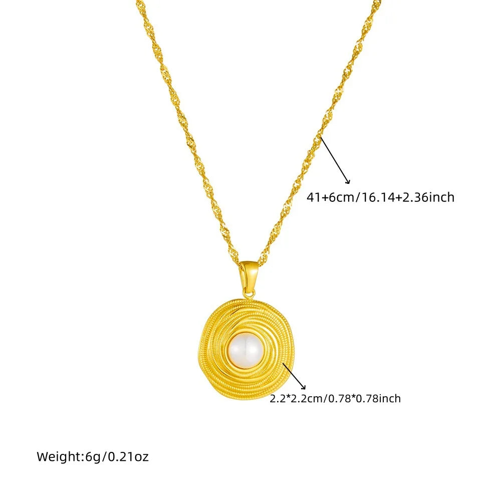 Gold Pearl Geometric Necklace, Earrings & Ring Jewellery Set | Luxury Fashion Set