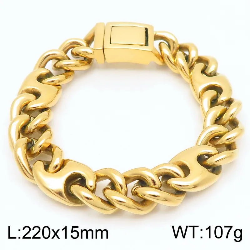 REBEL Trendy Fine Jewelry Fashion Bracelets Men Stainless Steel Novel Cuban Links Bracelet Bangle