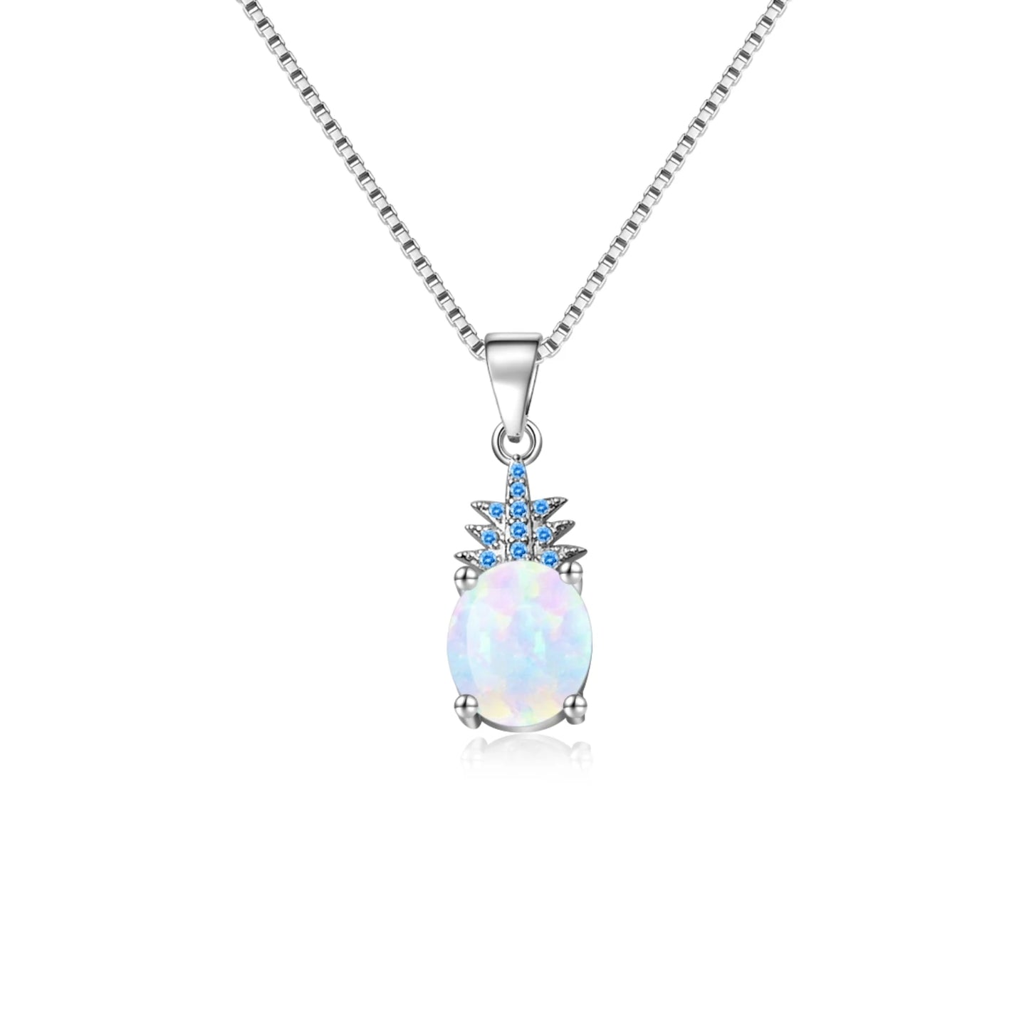 TikTok INS Wind Hawaii Beach Explosion Brass Opal Pineapple Pendant Necklace Cute Style Children's Wholesale Inlaid Charms
