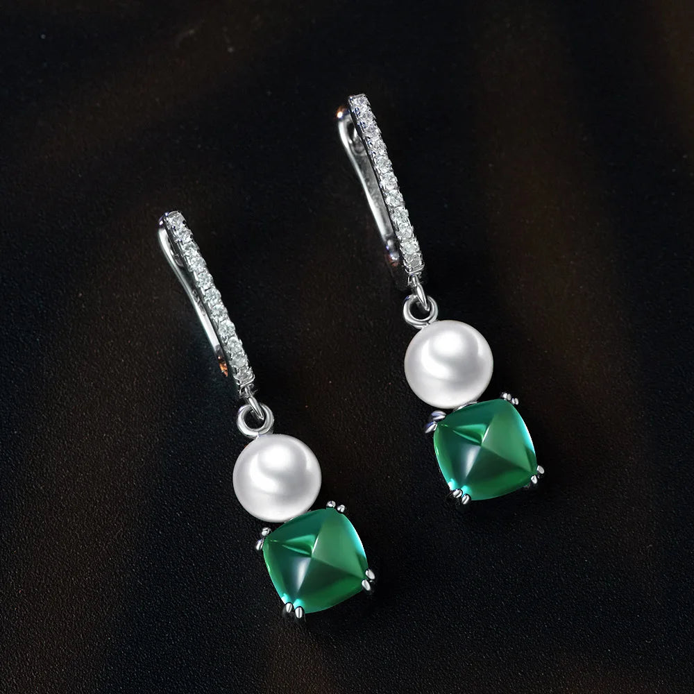 SILVERELLI 925 Silver 1.7ct Lab Grown Sapphire, Ruby & Emerald Drop Earrings | 18K Gold Plated | Luxury