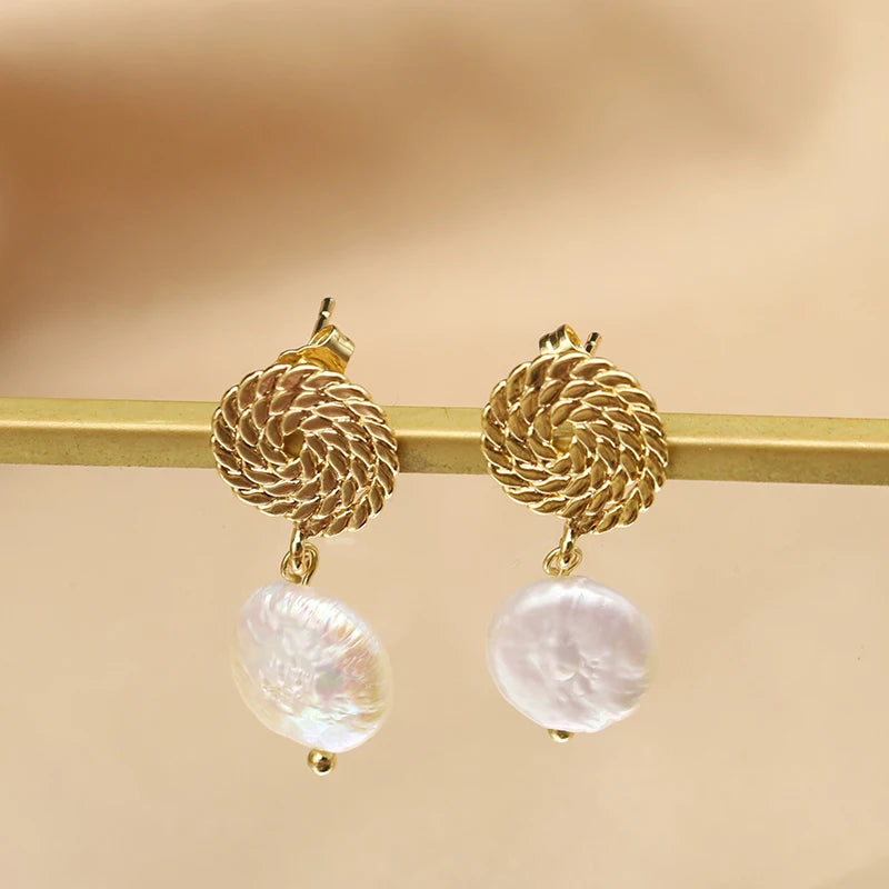 New Jewelry Natural Freshwater Baroque Pearl Earrings 18K Gold Plated Jewelry Korean Designer Jewelry Earrings Wholesale Bulk