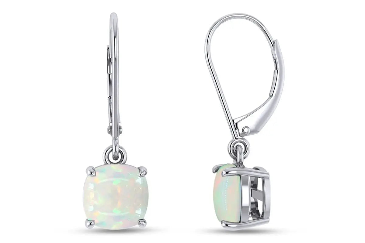 Bestselling Brass Rose Gold Square Opal Silver Plated Pendant Earrings Bohemian Christian Style Dainty Single Stone Gift