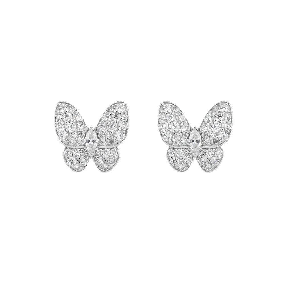 MUSHAN Jewelry Factory S925 Sterling Silver Butterfly Stud Earrings High End and Niche High Carbon Diamond Accessory for Women