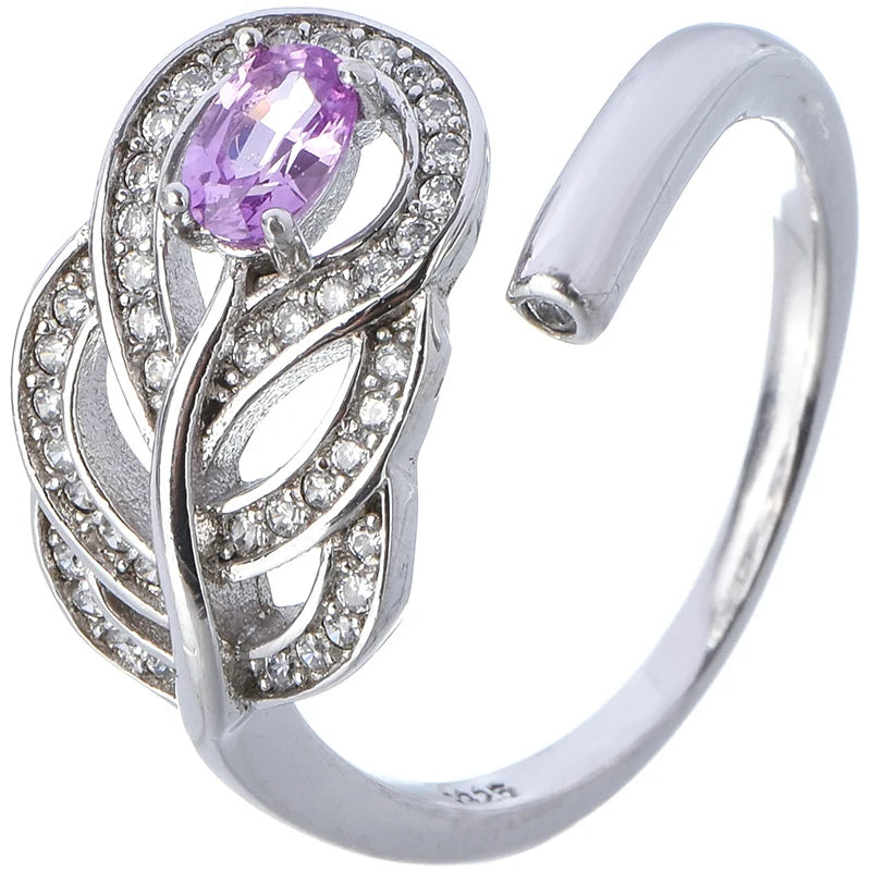 Gioiellieri Premium Natural Oval Cut Pink Sapphire Solitaire Rings 925 Silver Rhodium Plated Prong Setting for Luxury Jewelry Retailers