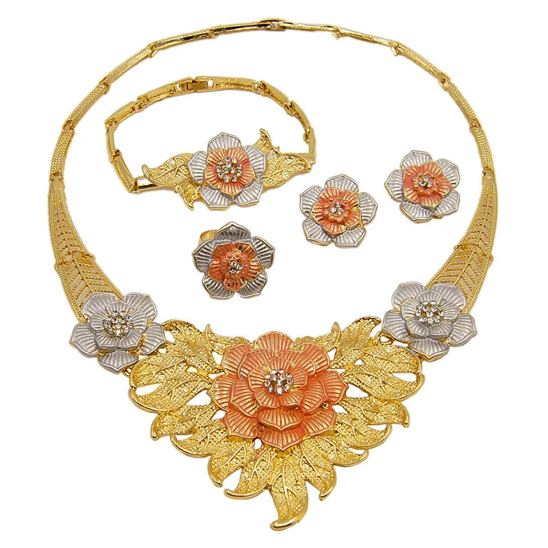 Zhuerrui Mother's Love I Love You Hug and Kiss Jewelry Sets Germany Fashion Plated Gold Xoxo Stainless Steel Jewelry Set