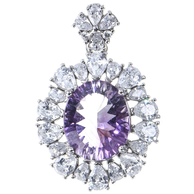 Gioiellieri Fine Jewelry 925 Silver Pendant Necklace for Women Natural Amethyst Pendant
