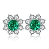 Gemfiori ANSTER Fashion Fine Jewelry 925 Sterling Silver Red Corundum Stone Flower Stud Earrings