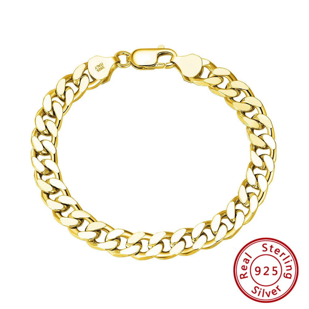 BiG-BOSS BSB105 RINNTIN Solid 925 Sterling Silver Italian Diamond-Cut 5mm Cuban Link Curb Chain Bracelet for Men