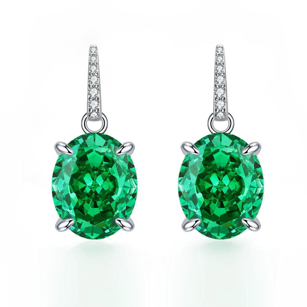 MUSHAN Jewelry Factory 12 Carat Dan Shaped 10 * 12 Emerald High Carbon Diamond Ice Flower Cut Earrings for Women 925 Silver