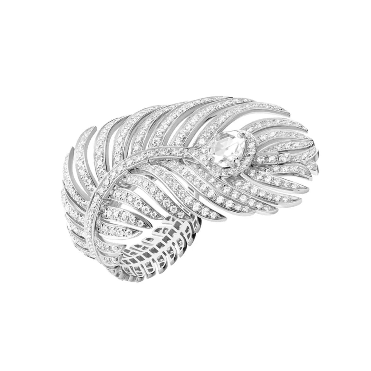 MUSHAN Luxury Jewelry 925 Sterling Silver Rings Feather Band High Carbon Diamond Aquamarine Rhodium Plated Women Wedding Ring