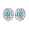 Gemfiori Zhanhao Jewelry Sterling 925 Silver Earring Studs Oval Lab Grown Emerald Rhodium Plated Women Vintage ODM OED Custom Jewelry
