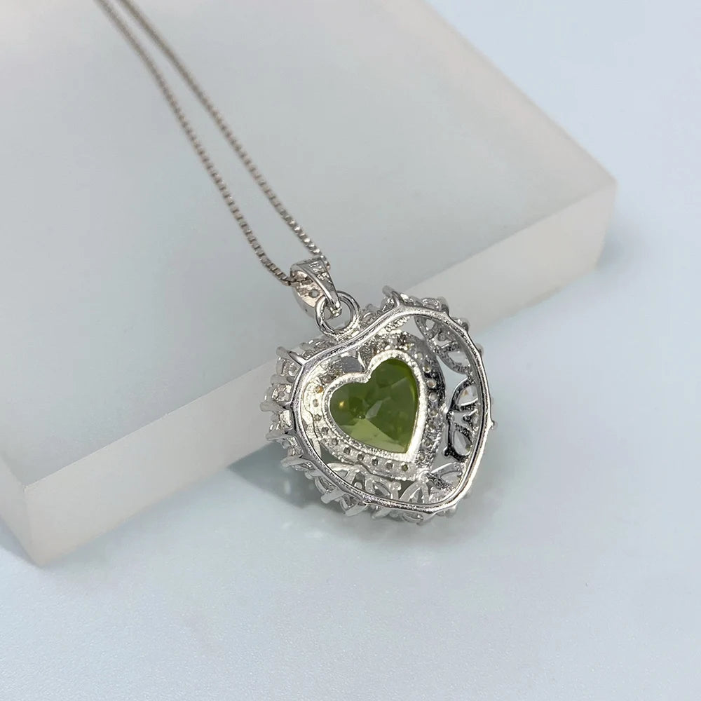Gioiellieri Vintage Peridot Pendant with 925 Sterling Silver Real Natural Green Gemstone Jewelry for Women Birthday Anniversary Gift Stamped
