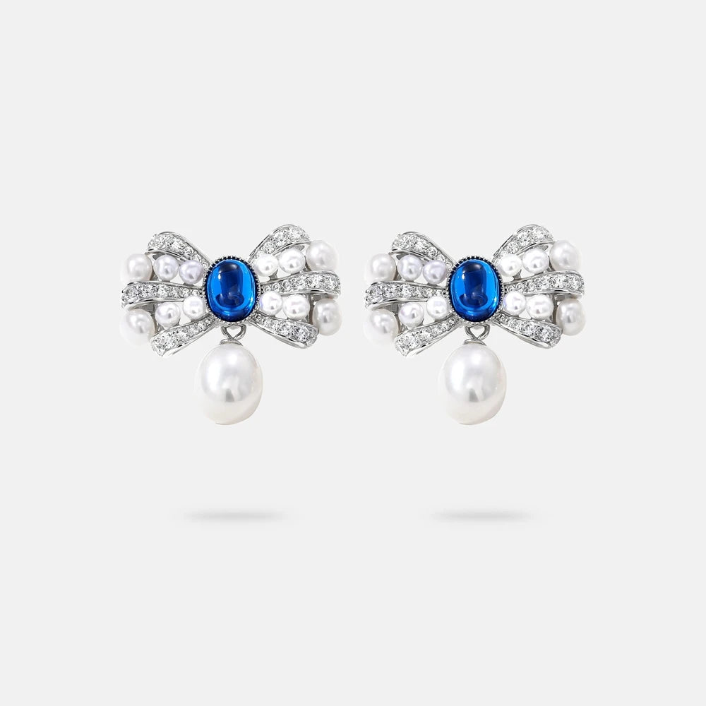 MUSHAN Jewelry Factory S925 Natural Pearl Stud Earrings Light Luxury and High End Bow Ear Accessory Cross Border Bestseller