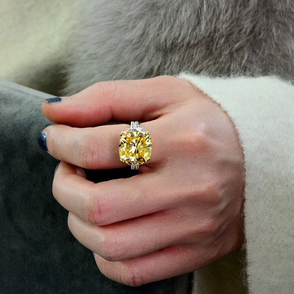 MuShan Jewelry Factory 2026 New S925 Sterling Silver Ring High Carbon Diamond 14*14 Diamond Ring Is Selling Well Across Borders