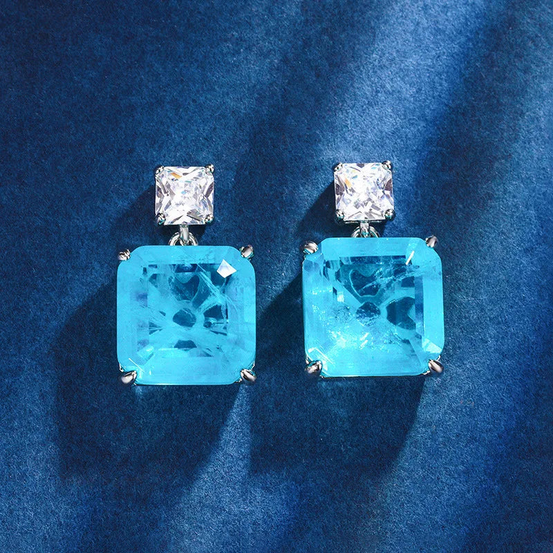 XOTICA Square Heavy Industry Zircon Set Jewelry Exquisite Pendant Earrings Ring Jewelry Three Piece Set