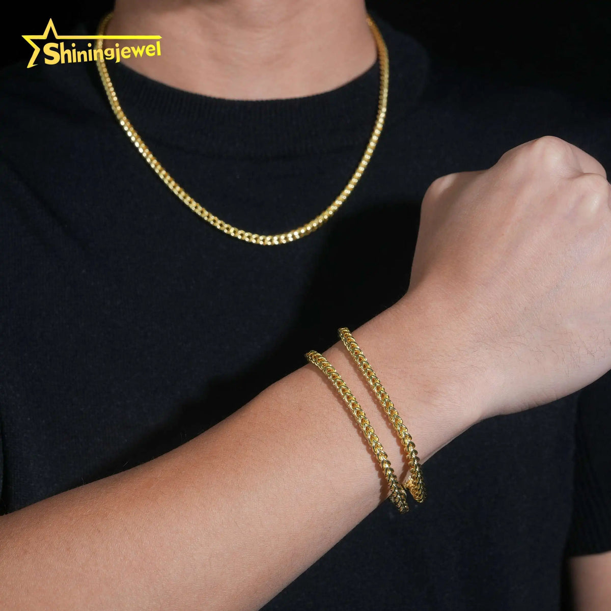 BiG-BOSS Franco Chain 316L Stainless Steel with Moissanite Clasp Gold Plated 4mm Chain Men Hip Hop Necklace Fashion Jewelry