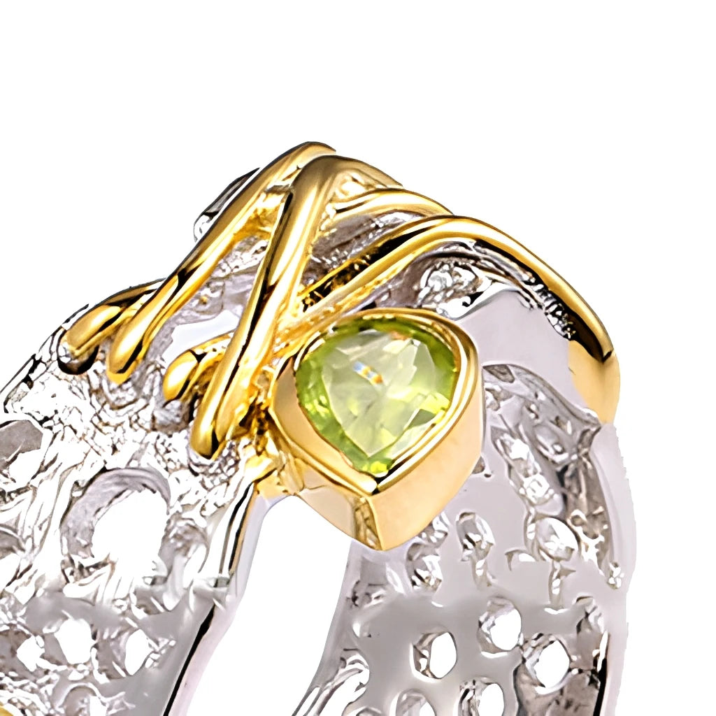 Women's Vintage Natural Peridot 925 Sterling Silver Jewelry Ring Factory