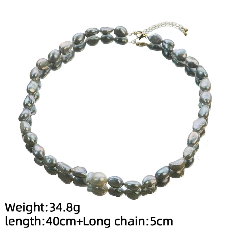 ELEGANZA Natural Baroque Freshwater Pearl Necklace for Women Daily Wear Office Banquet Elegant Pearl Necklace Fashion Jewelry