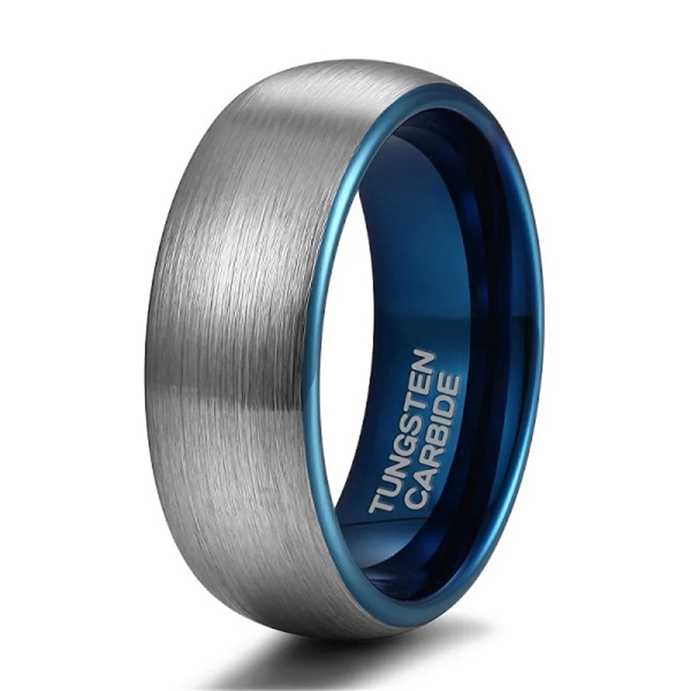REBEL Blue Domed Tungsten Carbide Ring
