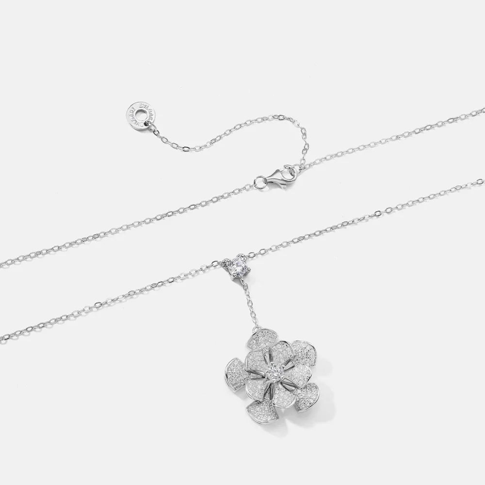 MUSHAN Rhodium Plated S925 Sterling Silver Necklace High End Women Jewelry With Electroplated Gold and High Carbon Diamonds