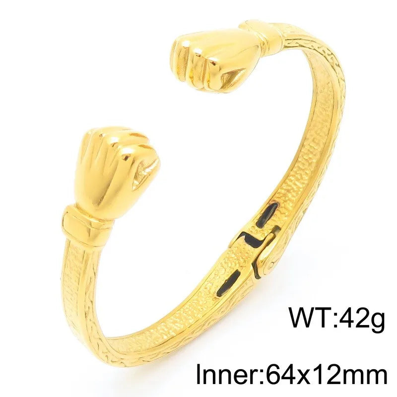 KALEN Sporty Stainless Steel Fashion Bracelets Bangles Open Cuff Boxing Bracelets