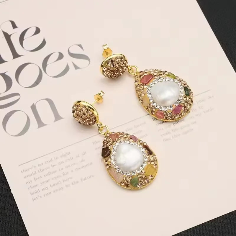 GLSEEVO Natural Baroque Shaped Pearl Women Jewelry Necklace Bracelet Earring Ring Luxury Women'S Sets for Women Set Gifts