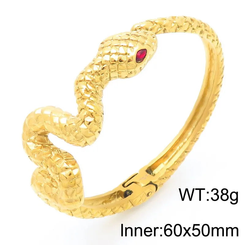 KALEN Punk Unisex Stainless Steel Fashion Bracelets Bangles Open Cuff Snake Charm Bracelets