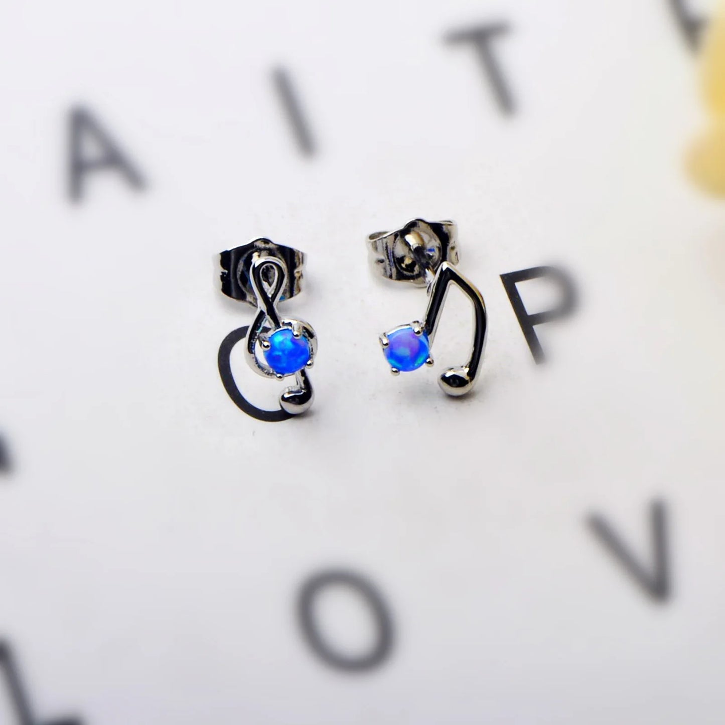 Blue Aobao Opal Music Note Earrings Hawaiian Ocean Vibes TikTok IG Viral Opal Jewelry