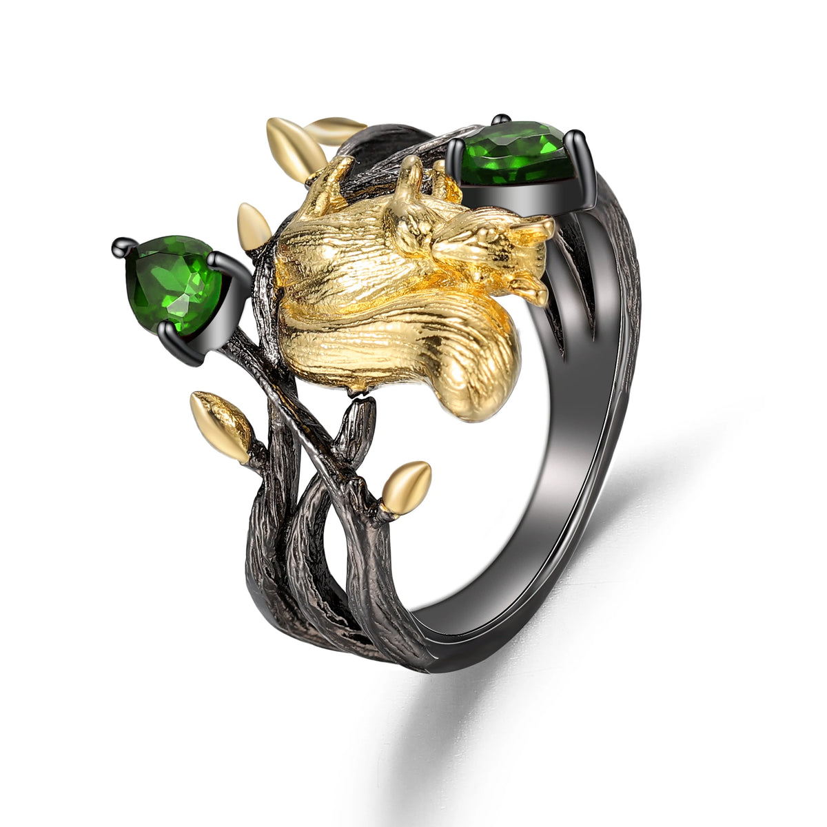 ArtistA C7874 Abiding High-end Gold Plated Vivid Cute Squirrel 925 Sterling Silver Chrome Diopside Jewelry Sets for Moroccan Wedding