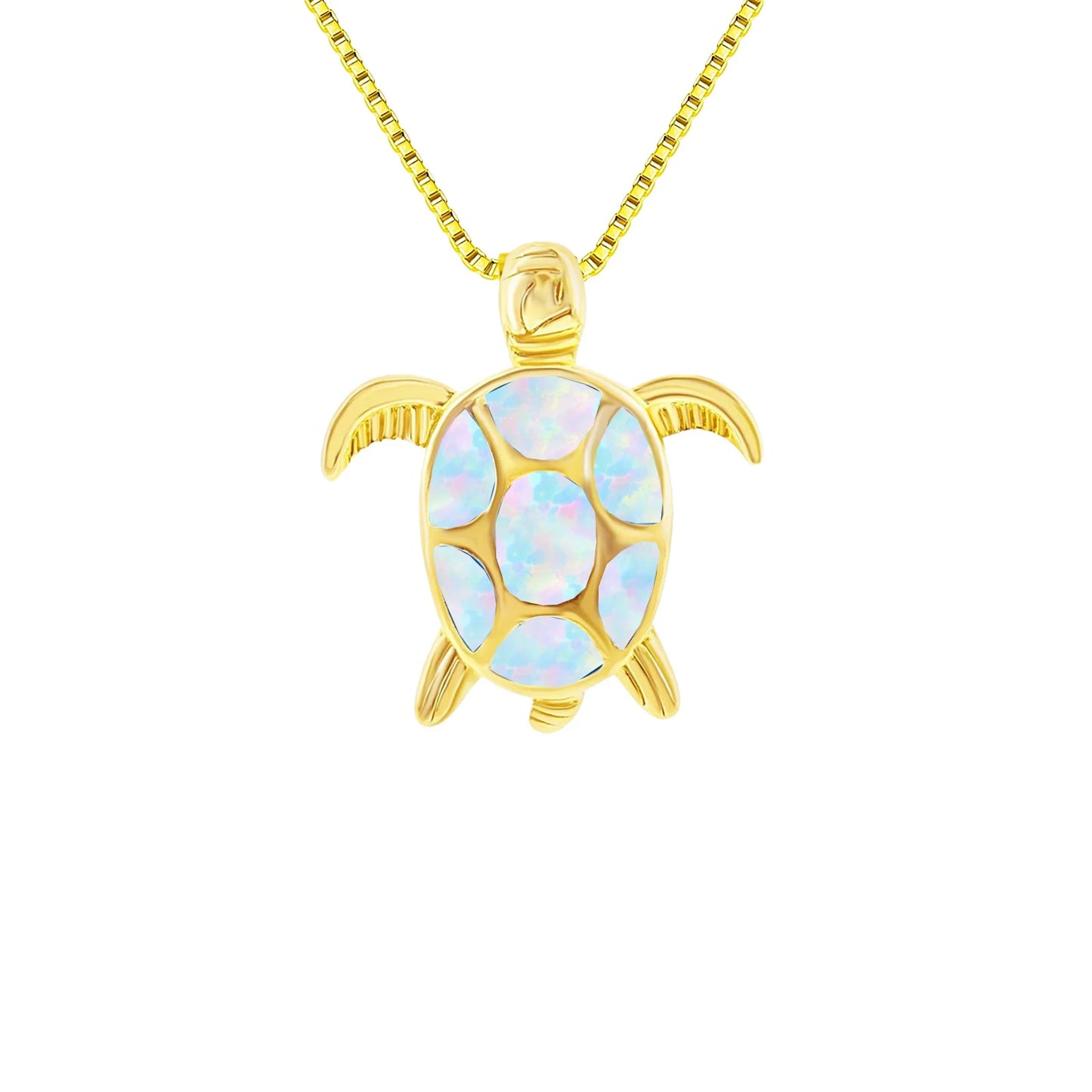 Ocean Theme Turtle Necklace Aobao Opal Inlaid Starfish Detail Fashion Jewelry