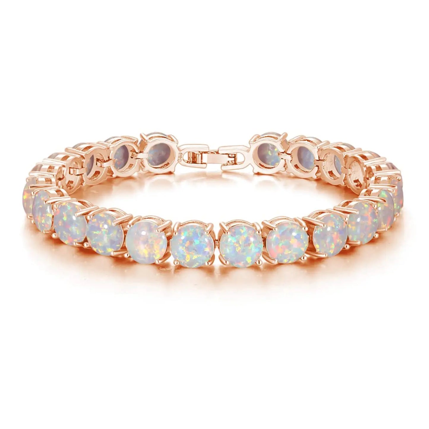 Bohemian Hawaiian Opal Brass Beaded Bracelet-Trendy Exquisite Flower Egg Gem Design Fashion Jewelry for Women