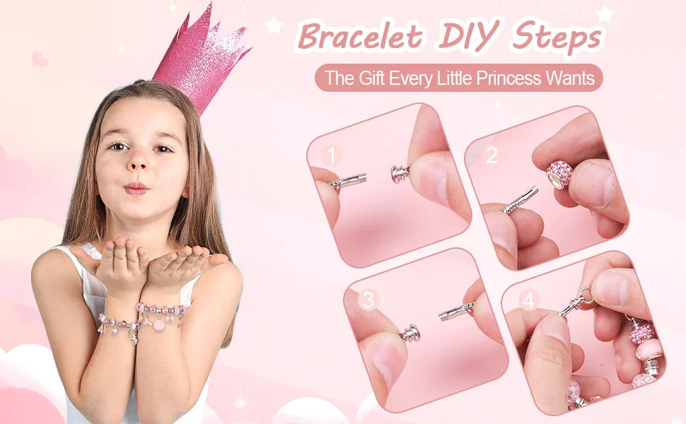 Kids Jewelry, Educational & Leisure DIY Crystal Beaded Bracelet, Gift Box Set for Girls Birthday