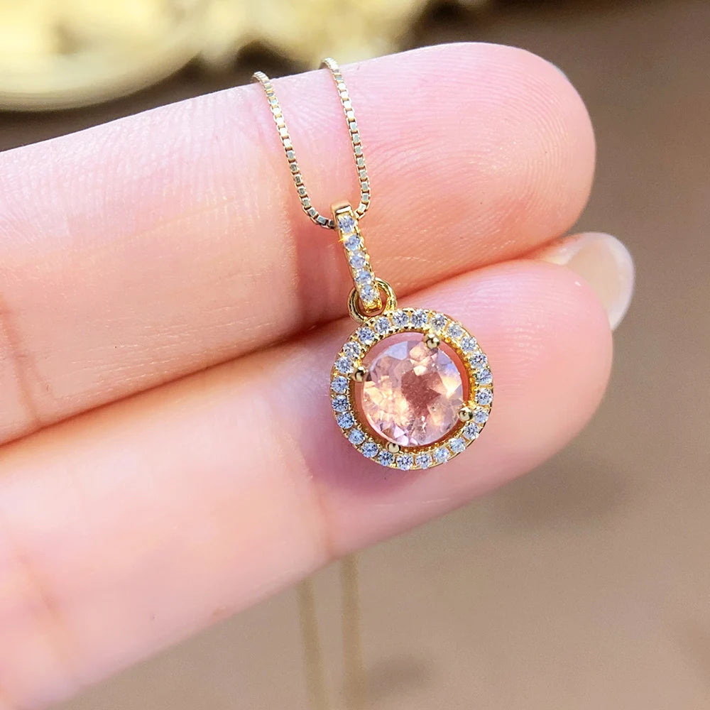 Gioiellieri Natural Colored Tourmaline Pendant High-End Women's Necklace and Bracelet Set Clavicle Chain