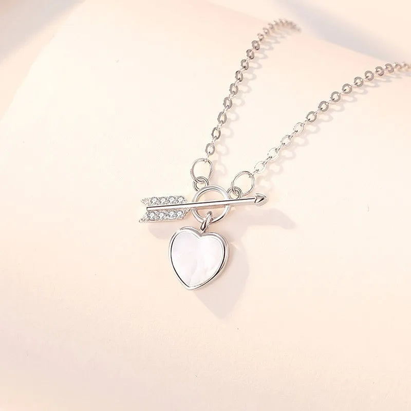 Heart-Piercing Niche Trendy Romantic Zinc Alloy Bamboo Necklace Cool-Girl Style Minimalist Elegant Geometric Heart Choker