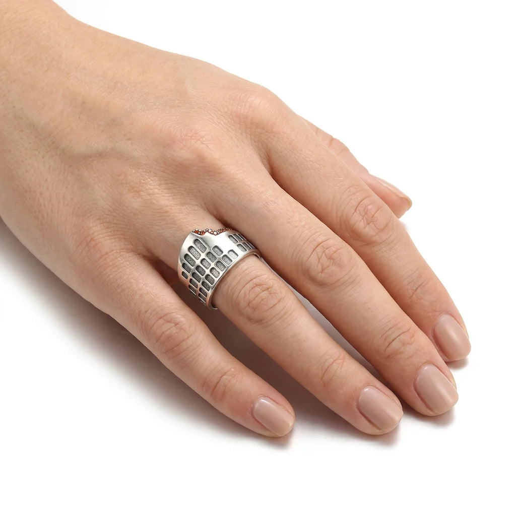 Factory Direct Multi- Color Red Zircon Oxide 925 Silver Ring Jewelry Design Colosseum Ring for Girls