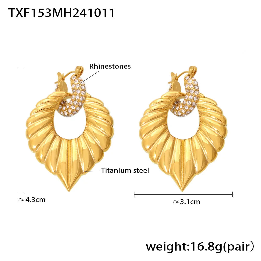 Big Love Heart Zircon Necklace & Earrings | Sparkly Rhinestone Stainless Steel Gold Fashion Jewellery