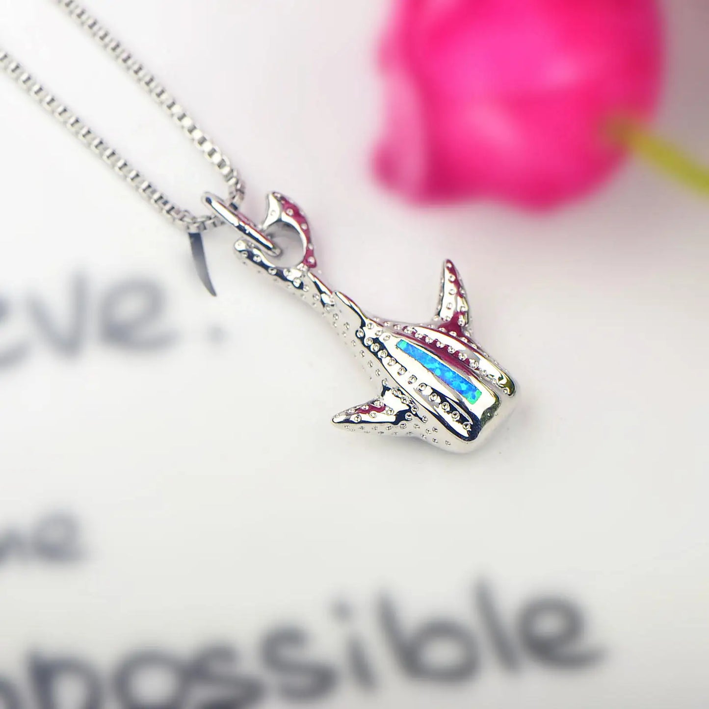 Hawaii Ocean Christian Copper Opal Pendant for Women Ocean Style Whale Sweater Chain Necklace Minimalist Opal Jewelry