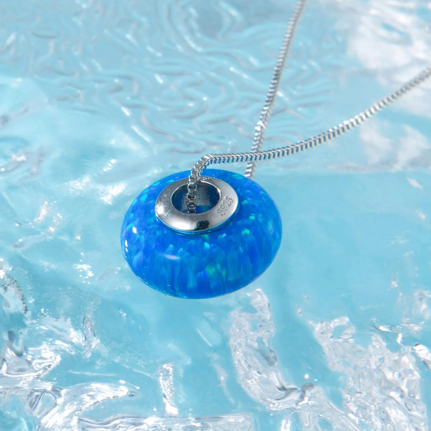 TikTok & Ins Fashionable Sporty Brass Copper Alloy Round Shape Opal Pendant Necklace for Party