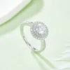 ArtistA T93A Abiding Round Brilliant Cut Simulated Diamond Moissanite Double Halo Necklace Earings Ring 925 Jewelry Set for Bridal