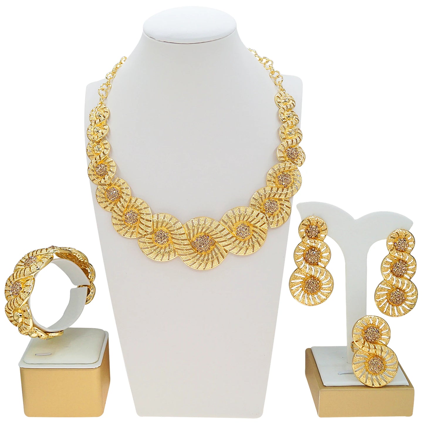 Zhuerrui Italiano Gold Designs Women Jewellery Set Party Fine Costume Jewelry Set Luxury Big Necklace Jewellery Sets I005520