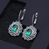 ArtistA A5520 Abiding Unique Halo Design 925 Silver Light Luxury Big Green Nano Emerald Sunflower Cocktail Ring Pendant Earrings Set