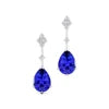 100% Genuine Natural Tanzanite & Diamonds Cute Rhodium Plated 18k Solid Gold Earrings Luxurious Bridal Jewelry For Wedding Gift